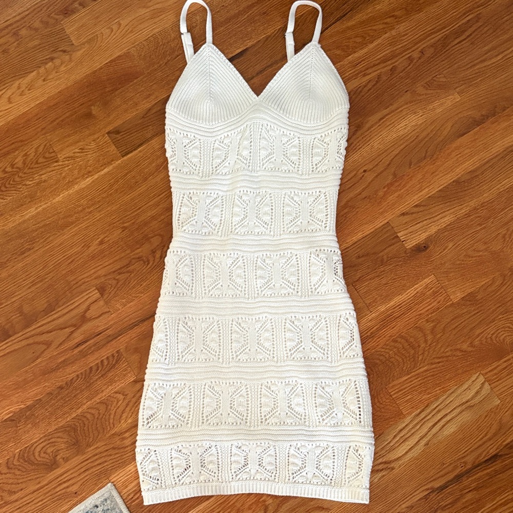 Olive & Oak Cream Crochet Mini Dress